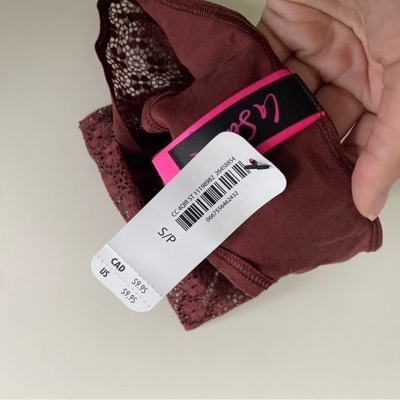 NWT La Senza Lace Front Thong Panties in Deep Burgundy Red • S Small - Picture 3 of 4